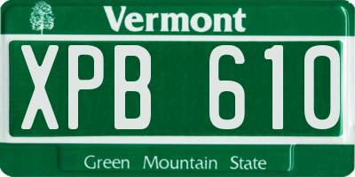 VT license plate XPB610
