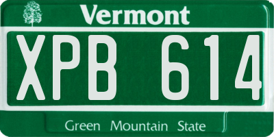VT license plate XPB614