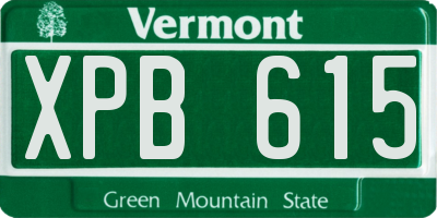 VT license plate XPB615