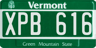 VT license plate XPB616