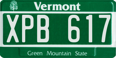 VT license plate XPB617