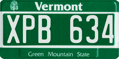 VT license plate XPB634