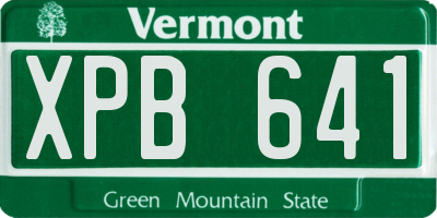 VT license plate XPB641