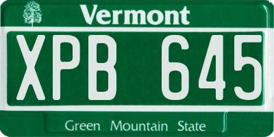 VT license plate XPB645