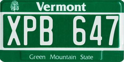 VT license plate XPB647