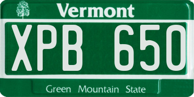 VT license plate XPB650