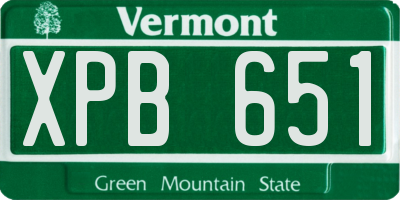 VT license plate XPB651