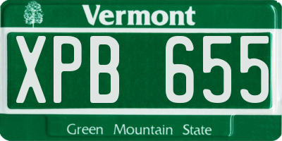 VT license plate XPB655
