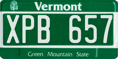 VT license plate XPB657