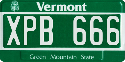 VT license plate XPB666