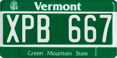 VT license plate XPB667