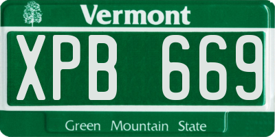 VT license plate XPB669