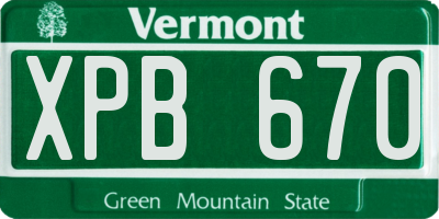VT license plate XPB670