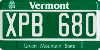 VT license plate XPB680