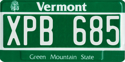 VT license plate XPB685