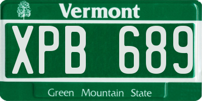 VT license plate XPB689