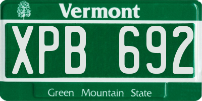 VT license plate XPB692