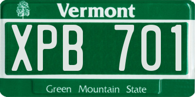 VT license plate XPB701
