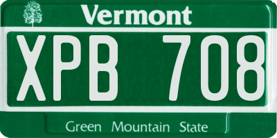 VT license plate XPB708