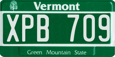 VT license plate XPB709