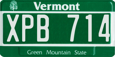 VT license plate XPB714