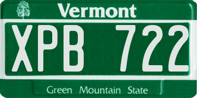 VT license plate XPB722