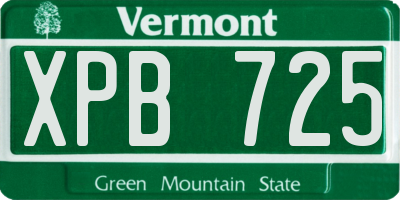VT license plate XPB725