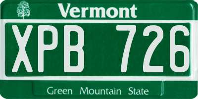 VT license plate XPB726