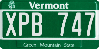 VT license plate XPB747