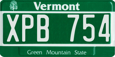 VT license plate XPB754