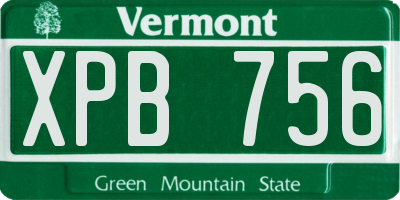 VT license plate XPB756