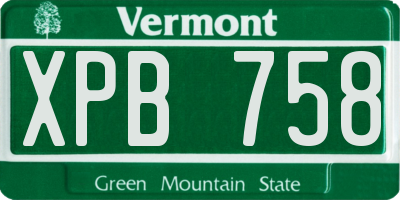 VT license plate XPB758