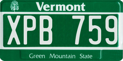 VT license plate XPB759