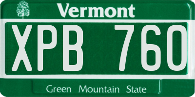 VT license plate XPB760