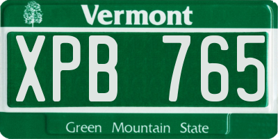 VT license plate XPB765