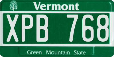VT license plate XPB768