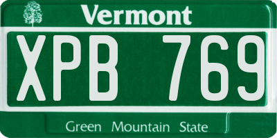 VT license plate XPB769