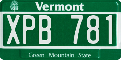 VT license plate XPB781