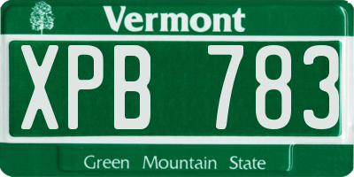 VT license plate XPB783