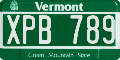 VT license plate XPB789
