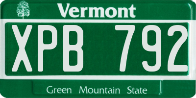 VT license plate XPB792