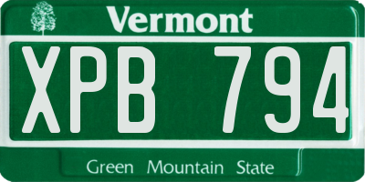 VT license plate XPB794