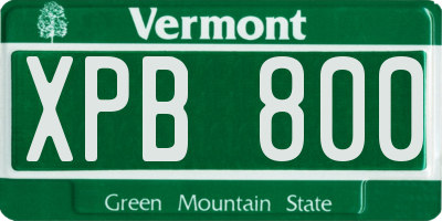 VT license plate XPB800