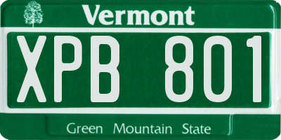 VT license plate XPB801