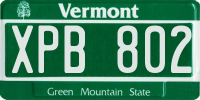 VT license plate XPB802