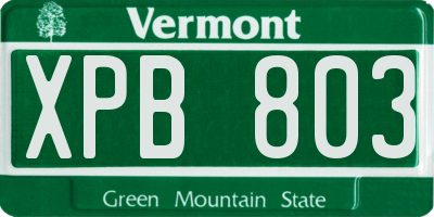 VT license plate XPB803