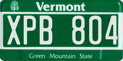 VT license plate XPB804
