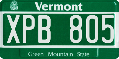 VT license plate XPB805