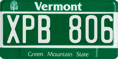 VT license plate XPB806