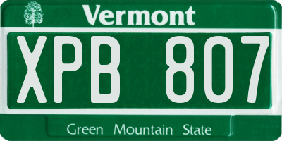 VT license plate XPB807